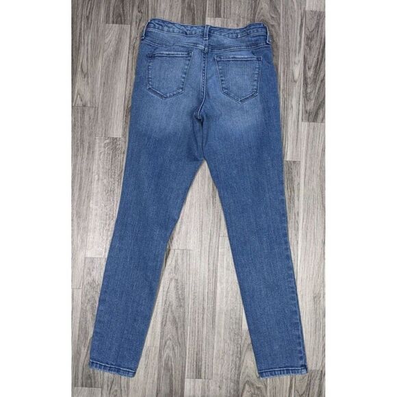 (3/$35)Mossimo Size 2R Mid Rise Skinny Distressed Power Stretch Denim Blue Jeans - Picture 2 of 10